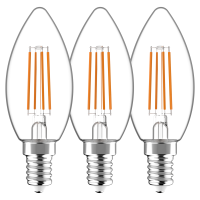 Shada LED Filament Leuchtmittel Kerze E14 C35 620180 klar, 3er Pack, warmweiß 2700 K, 4,5 W, 470 lm