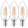 Shada LED Filament Leuchtmittel Kerze E14 C35 620180 klar, 3er Pack, warmweiß 2700 K, 4,5 W, 470 lm