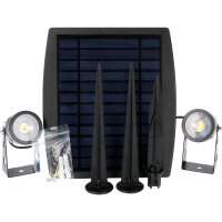 Shada Solar-Außenleuchte 1000424 Hollywood Schwarz mit Erdspieß und Sensor, 3000 K, IP65