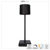 Shada Wiederaufladbare Tischlampe 1000492 Schwarz, Dimmbar, IP54