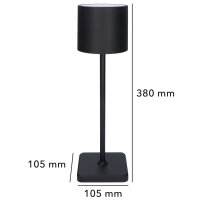 Shada Wiederaufladbare Tischlampe 1000492 Schwarz, Dimmbar, IP54