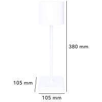 Shada Wiederaufladbare Tischlampe 1000490 weiß, dimmbar, CCT 2000-4000 K, IP54