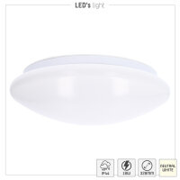 Shada LED-Deckenleuchte 810519 mit HF-Sensor, neutralweiß (4000 K), Ø 328 mm, 1260 lm, IP44