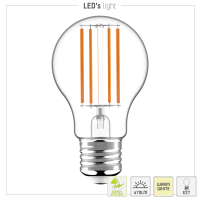 Shada LED Filament Leuchtmittel 620164 A60 E27 Klar, 470 lm, 3000 K