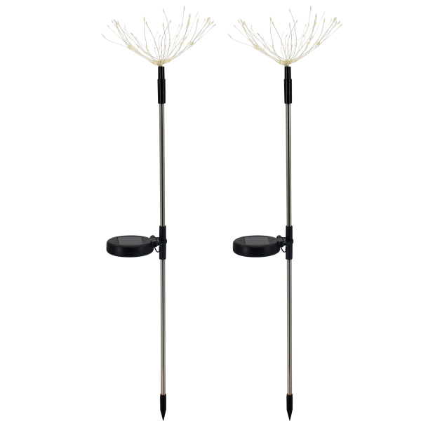Shada Solar Außenleuchte 1000449 Schwarz 2er-Pack, Feuerwerk-Optik, Warmweiß