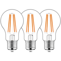 Shada LED Filament Leuchtmittel 620179 Klassisch A60 E27 Klar, Warmweiß (2700 K), 7 W, 806 lm, 3er Sparpack