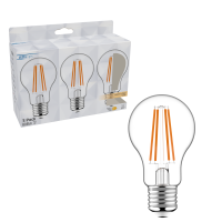 Shada LED Filament Leuchtmittel 620179 Klassisch A60 E27 Klar, Warmweiß (2700 K), 7 W, 806 lm, 3er Sparpack