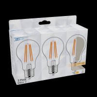 Shada LED Filament Leuchtmittel 620179 Klassisch A60 E27 Klar, Warmweiß (2700 K), 7 W, 806 lm, 3er Sparpack