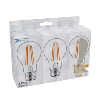 Shada LED Filament Leuchtmittel 620179 Klassisch A60 E27 Klar, Warmweiß (2700 K), 7 W, 806 lm, 3er Sparpack