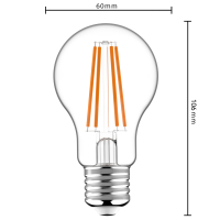 SHADA Led Filament Leuchtmittel - Klassisch A60 E27 7,3W 806lm 2700K Klar 320°  - Tageslicht-Sensor I 0611121