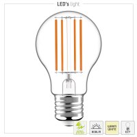 Shada LED Filament Leuchtmittel A60 620165 klar, E27, 3000 K, 3,8 W, 806 lm