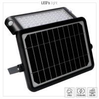 SHADA Solar Außenleuchte - flutlicht 10W 1080lm 3000K IP65  - Sensor - Schwarz  I 0300407