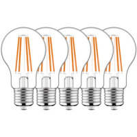 Shada LED Filament Leuchtmittel 620186 Klassisch A60 E27 Klar, 5er-Sparpack, 2700 K, 7 W, 806 lm
