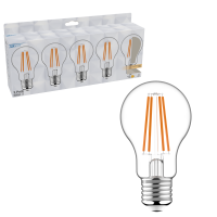 Shada LED Filament Leuchtmittel 620186 Klassisch A60 E27 Klar, 5er-Sparpack, 2700 K, 7 W, 806 lm