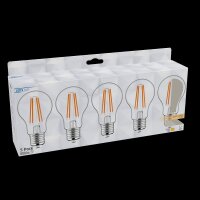 Shada LED Filament Leuchtmittel 620186 Klassisch A60 E27 Klar, 5er-Sparpack, 2700 K, 7 W, 806 lm