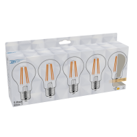Shada LED Filament Leuchtmittel 620186 Klassisch A60 E27 Klar, 5er-Sparpack, 2700 K, 7 W, 806 lm