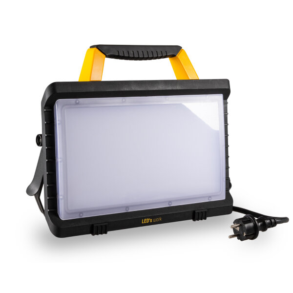 Shada Arbeitsleuchte 300831, 45 W, 4000 K, IP54 Baustellentauglich, 5000 Lumen, mit 2 Steckdosen