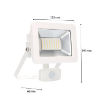Shada LED Strahler 310715 Weiß mit Sensor, 30 W, 3300 lm