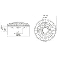 Shada LED-Deckenleuchte mit Ventilator 800613, Ø 480 mm, 44 W, 2800 lm, IP20, einstellbare Farbtemperatur, dimmbar mit Fernbedienung
