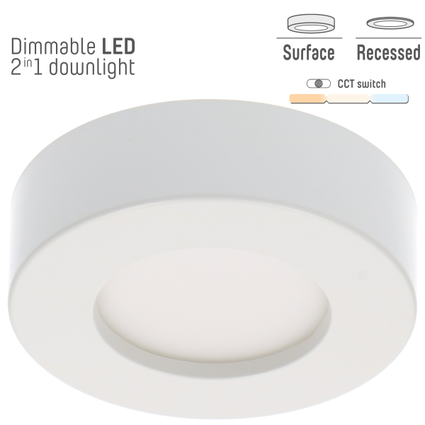 Shada Einbaustrahler 810380 Opal, Ø 100 mm, 6 W, CCT, dimmbar