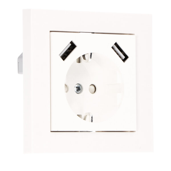 Shada Pro Charge USB-Wandsteckdose 2900135 RAL9010, 55x55 mm, 2x USB-A, 3,4 A