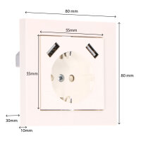 Shada Pro Charge USB-Wandsteckdose 2900135 RAL9010, 55x55 mm, 2x USB-A, 3,4 A