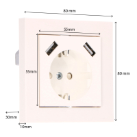 SHADA Pro Charge USB-Wandsteckdose - 2x USB-A  3.4A - 55x 55mm - RAL9010 I 2900135