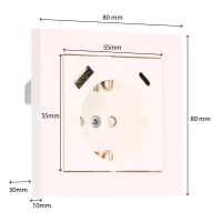 SHADA Pro Charge USB-Wandsteckdose - USB-A und USB-C PD 3.4A - 55x 55mm - RAL9010 I 2900137