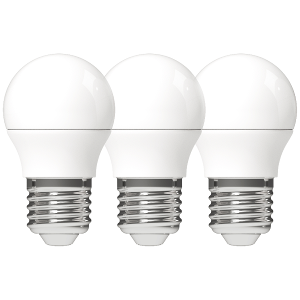 Shada LED SMD Leuchtmittel Globe G45 620311 E27 opal, 3er-Pack, 2700 K warmweiß, 4,5 W, 470 lm