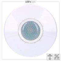 Shada PIR Deckensensor 190125 Weiß, IP20, 360° Erfassungswinkel, 8 m Reichweite