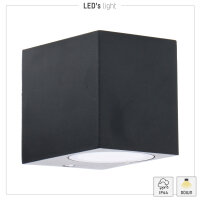 Shada Außenwandleuchte San Diego 1000501 Schwarz, ohne Leuchtmittel, GU10, IP44