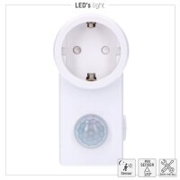 Shada Steckdosenadapter mit Bewegungsmelder 190116 Weiß, PIR-Sensor 120°, IP20