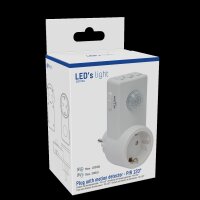 Shada Steckdosenadapter mit Bewegungsmelder 190116 Weiß, PIR-Sensor 120°, IP20