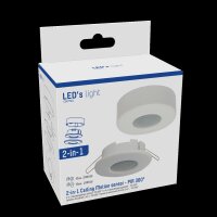 Shada 2-in-1 Deckenbewegungsmelder 190117 Weiß, Ø 73 mm, 360° PIR-Sensor, 8 m Reichweite