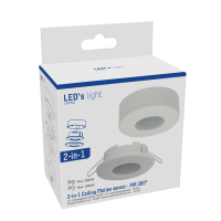 Shada 2-in-1 Deckenbewegungsmelder 190117 Weiß, Ø 73 mm, 360° PIR-Sensor, 8 m Reichweite
