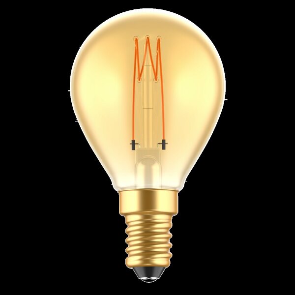 Shada LED Filament Leuchtmittel 620190 Globe G45 E14 Gold, Dimmbar, 1800 K Extra Warmweiß