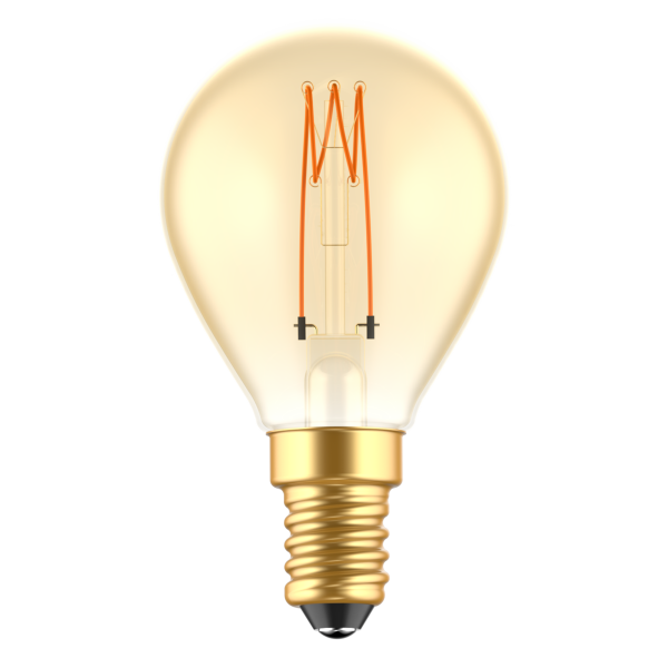 Shada LED Filament Leuchtmittel 620190 Globe G45 E14 Gold, Dimmbar, 1800 K Extra Warmweiß