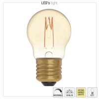 Shada LED Filament Leuchtmittel 620191 Globe G45 E27 Gold, dimmbar, 1800 K, 2,5 W, 136 lm