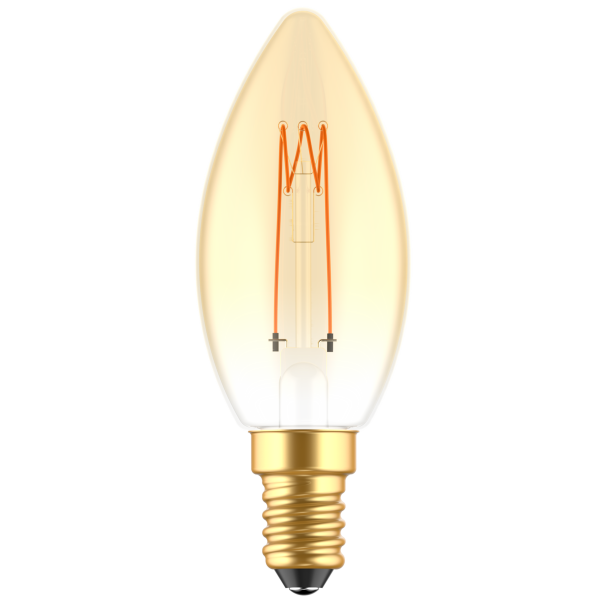 Shada LED Filament Kerze 620192 C35 E14 Gold 2,5 W, Dimmbar, 1800 K Extra Warmweiß