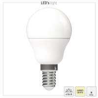 Shada LED SMD Leuchtmittel Globe G45 620109 E14 Opal, Warmweiß 2700 K, 4,9 W, 470 lm