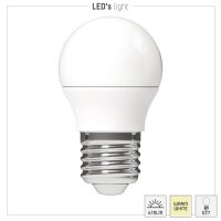 Shada LED SMD Leuchtmittel Globe G45 620112 E27 Opal Warmweiß (2700 K), 4,9 W, 470 lm