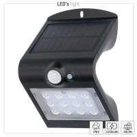 Shada Solar-Außenleuchte 300411 Kyoto Schwarz, mit Bewegungsmelder, IP65