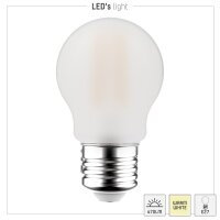 Shada LED Filament Leuchtmittel 620150 Globe G45 Opal E27, 2700 K, 4,5 W, 470 lm