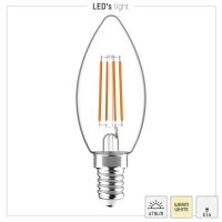 SHADA Led Filament Leuchtmittel - Kerze C35 E14 4,5W 470lm 2700K Klar 330°  I 0620152