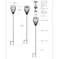 SHADA Solar Außenleuchte - 0W 2lm 1900K IP44  - Schwarz  I 1000446