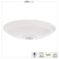 Shada LED Deckenleuchte 800532 mit Bewegungssensor, 8 W, 680 lm, 3000 K warmweiß, IP20, Ø 240 mm