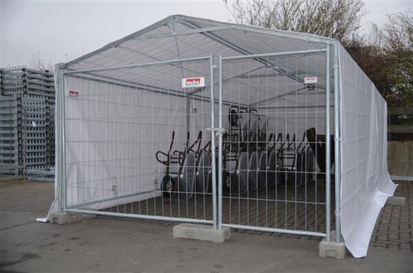 MÜBA Lagerzelt 39456 mit geschlossener Giebelseite, 3,50 x 7,00 m, Stahl verzinkt
