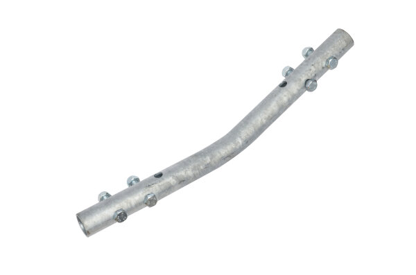 MÜBA Rohrverbinder für Gitterträger mit 4 Querschrauben, gebogen zur fortlaufenden Verbindung, lange Ausführung, verzinkt