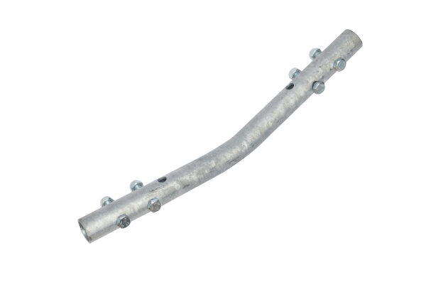 MÜBA Rohrverbinder für Gitterträger 61133.0 gebogen, lange Ausführung, verzinkt, mit 4 Querschrauben, zur fortlaufenden Verbindung